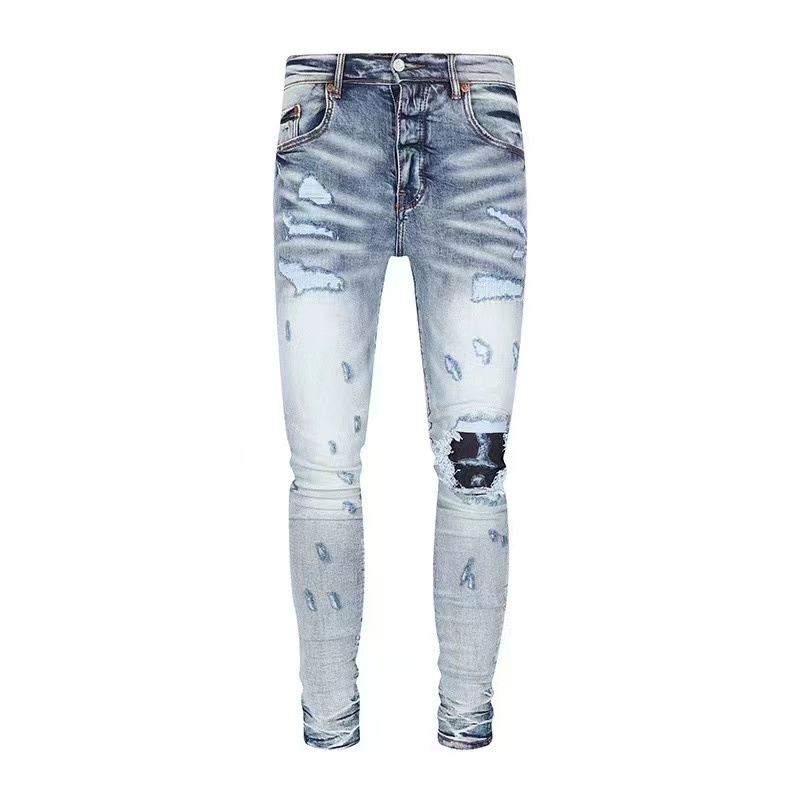 Designer nieuwe jeans heren skinny kleur broek lange hippie sticker borduurwerk slanke denim rechte straat broek groothandel herenbroek 28-40