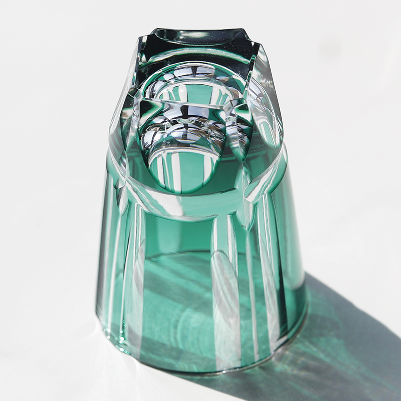 Japon KAGAMI Design Edo Kiriko cristal roche verre sculpture à la main vert bambou liqueur vin gobelet de qualité supérieure tasse à whisky