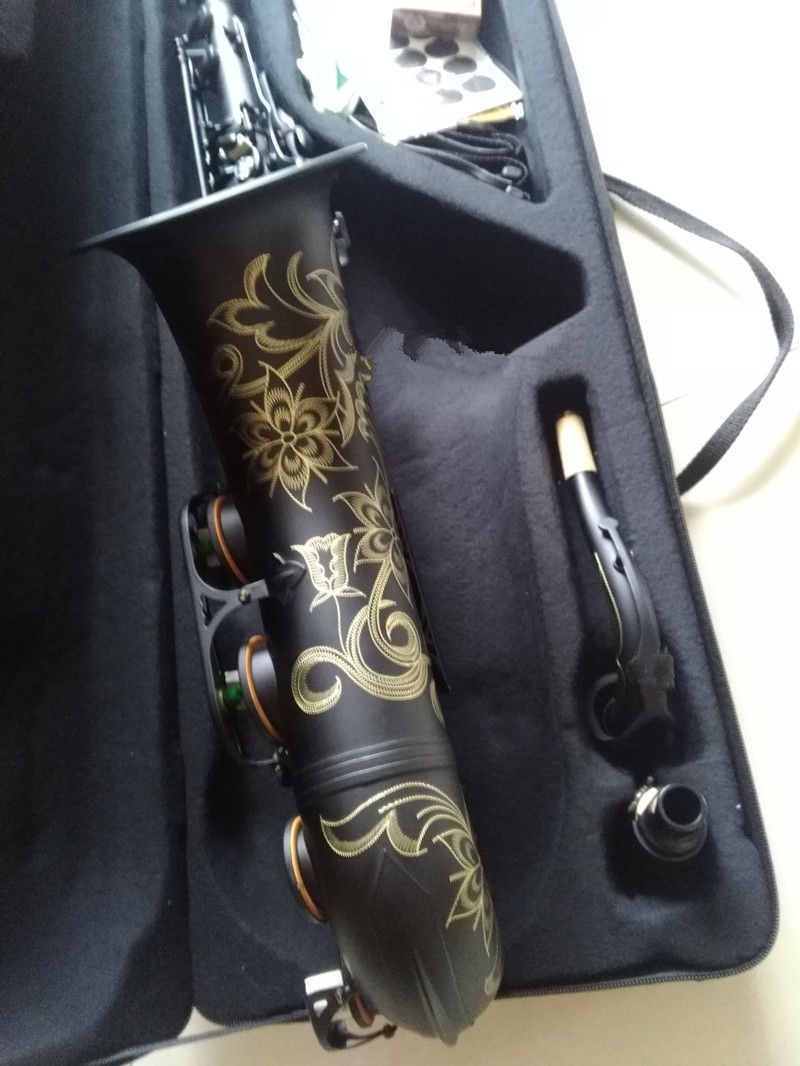 Super novo saxofone tenor b plana sax tocando profissionalmente parágrafo música saxofone preto com caso bocal livre