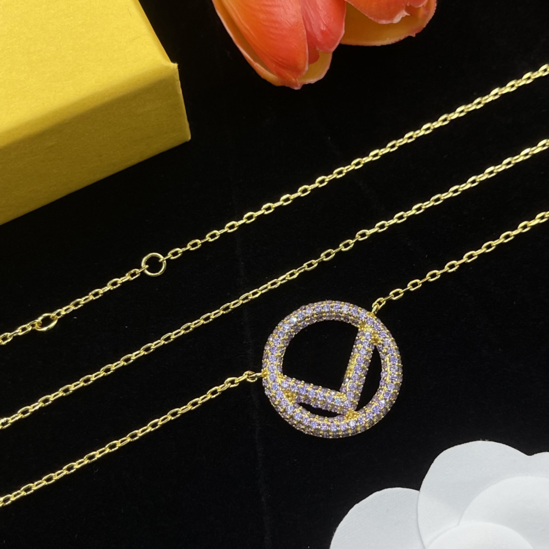 luxury chain necklaces designer necklace for women new fashion letter f pendant necklace stainless steel plated gold chains inlaid crystal designer jewelry gift