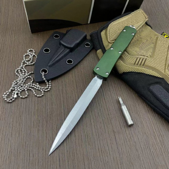 Specialerbjudanden H1011 Venom Auto Tactical Knife D2 Satin Blade Aviation Aluminium Handle Outdoor Camping Vandring Survival Knives With Kydex