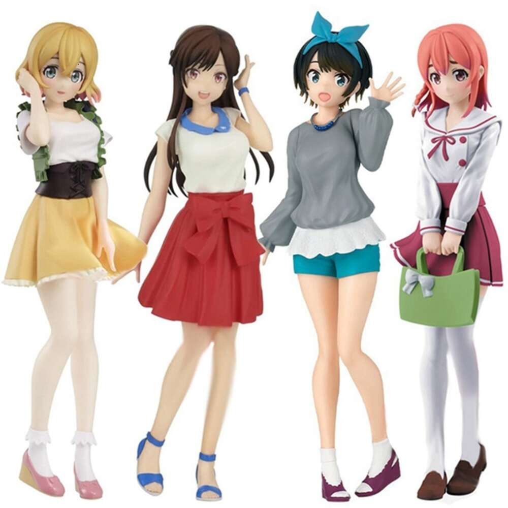 Mascot Costumes 18cm Anime Figure Girlfriend For Hire Sarashina Roka Casual Wear Blue Show Bow Cute Kawaii Pose Model Model Dolls Toy Pvc