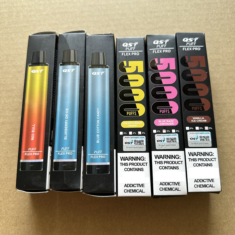 100% autênticos cigarros QST recarregável Puff Flex Pro dispositivo descartável vape E kits de cigarro 0% 2% 5% 12ML pré-preenchido 15 cores VS Flow XXL Plus MAX