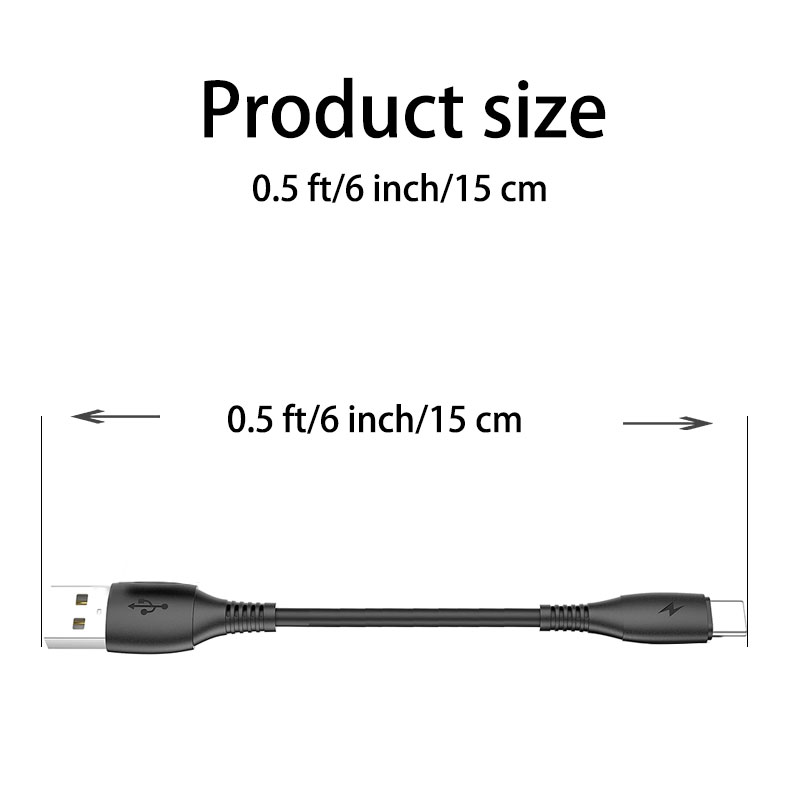 Короткий кабель для зарядки сотового телефона типа C, 0,5 фута/6 дюймов/15 см, высокоскоростное зарядное устройство USB C для Samsung Galaxy S10 S9 S8, Power Bank и других устройств USB-C