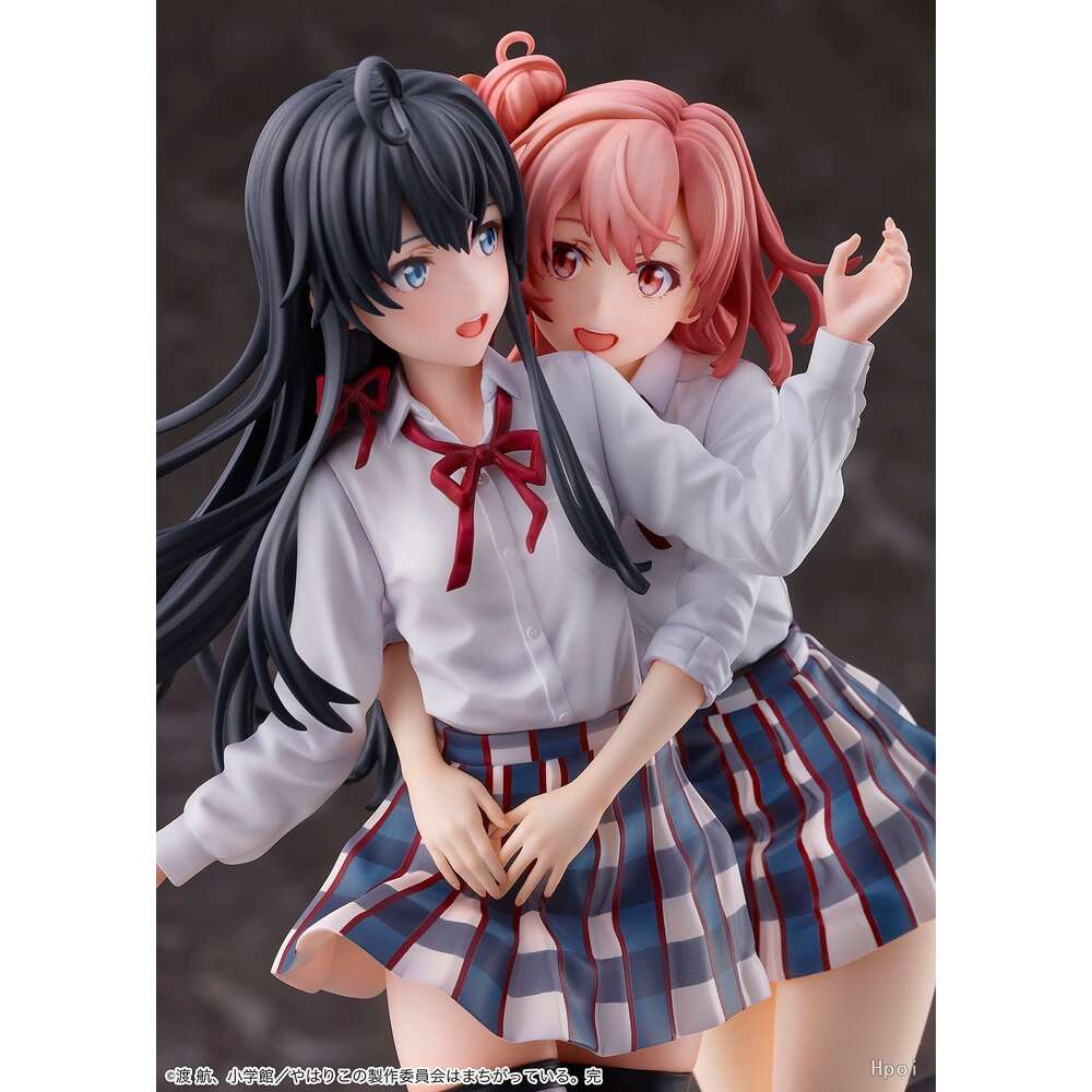 Trajes de mascote 23cm anime yukinoshita yukino figura uniforme escolar yuigahama yui pvc yuigahama yui bônus ação figuine brinquedos boneca