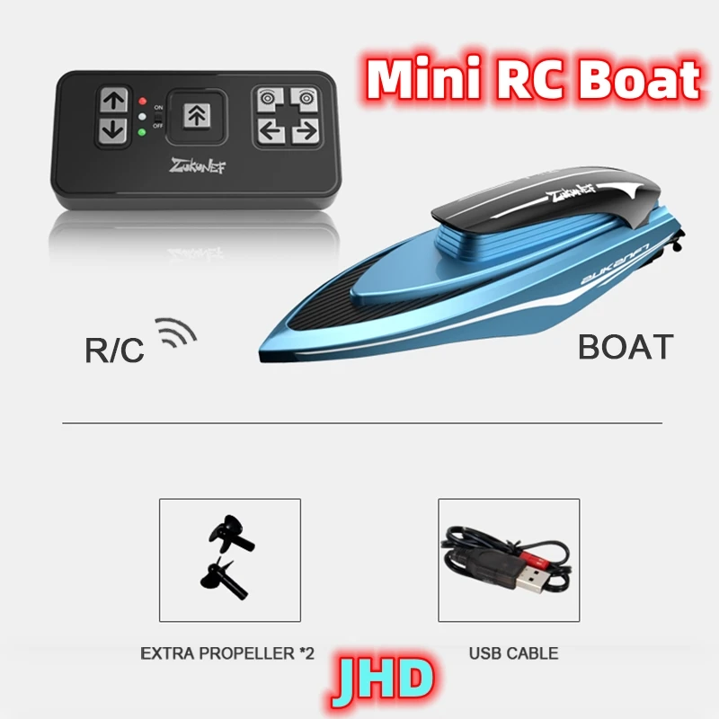 JHD – Mini bateaux télécommandés électroniques à grande vitesse, 2.4G, bateau de course avec lumière, jouets aquatiques de compétition pour enfants, cadeau, nouveau