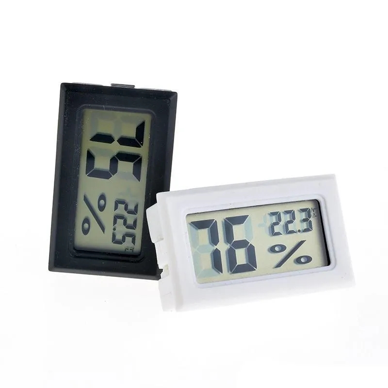 wholesale Noir / Blanc Mini Digital LCD Environnement Thermomètre Hygromètre Humidité Température Compteur Dans la chambre réfrigérateur glacière Livraison Gratuite