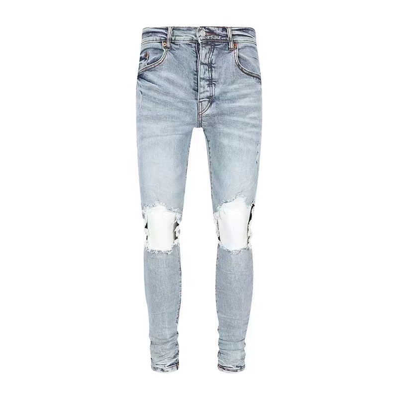 Designer nieuwe jeans heren skinny kleur broek lange hippie sticker borduurwerk slanke denim rechte straat broek groothandel herenbroek 28-40