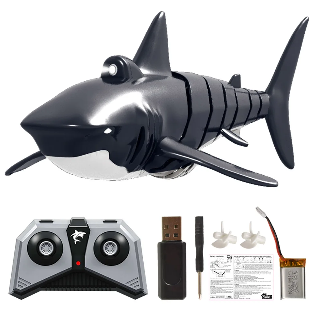 2 4G Remote Control Boat Simulation Electric Shark Rc Toys for Boys Kids Bath Toy Swimming Pool Play Water Outdoor Game