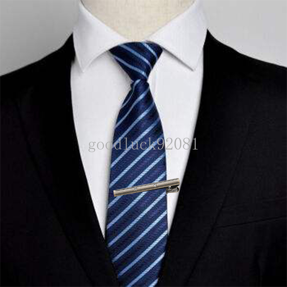 5cm Metal Silver Color Tie Clip For Men Wedding Necktie Tie Clasp Clip Gentleman Ties Bar Crystal Tie Pin For Men's Accessories