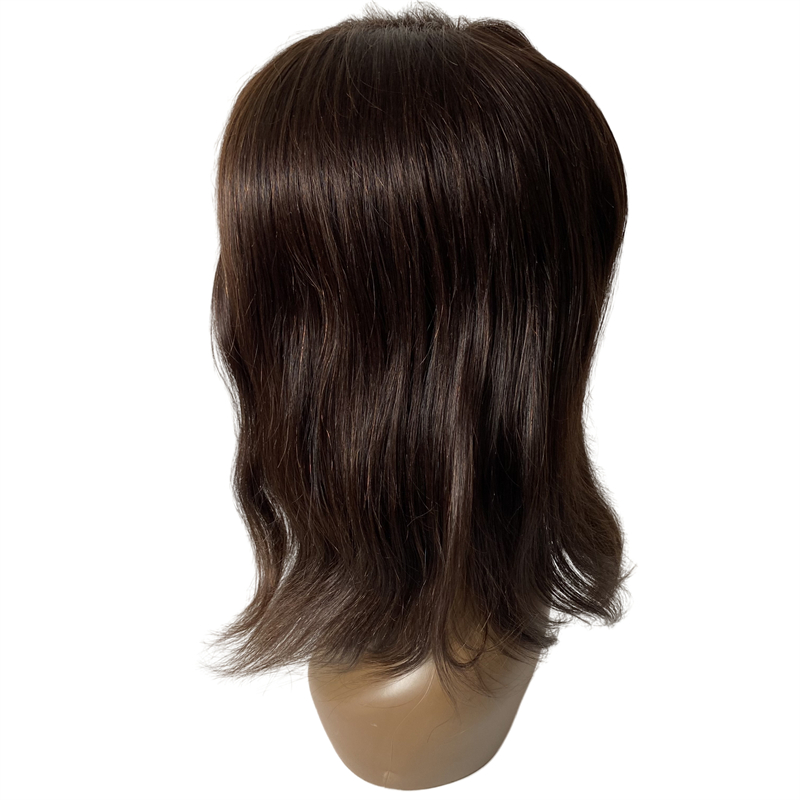 16 tum peruanska jungfruliga mänskliga hårsystem mörkbrun färg 2# 130% densitet 7x9 mono topper för svart kvinna