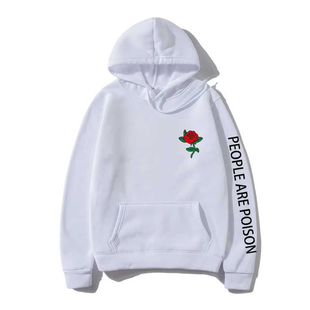 Men's Hoodies Sweatshirts Harajuku Hoodie Men Fashion Red Rose Flower Sweatshirt with print Autumn Winter Strtwear Men Women Casual Pullover Hoody male T240425