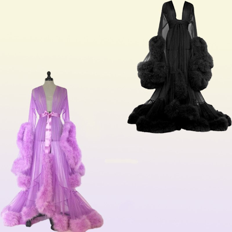 Sous-vêtements Vaies de sommeil Perspective Stuberal Chightgown Robes Transparent Tulle Lady Wraps Vestes Accessoires de mariage TULLE1978533