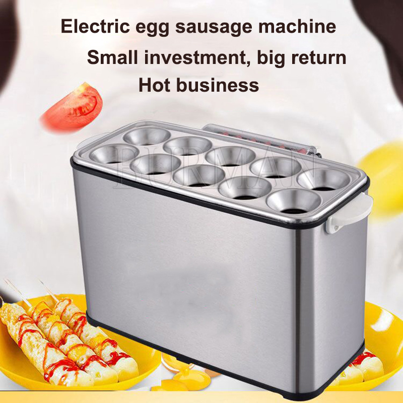 110V 220V Commercial Egg Sausage Roll Cooker Electric Hot Dog Boiler Steamer Omelette Master Cup Breakfast Machine 10 Holes