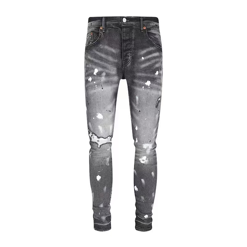 Designer nieuwe jeans heren skinny kleur broek lange hippie sticker borduurwerk slanke denim rechte straat broek groothandel herenbroek 28-40