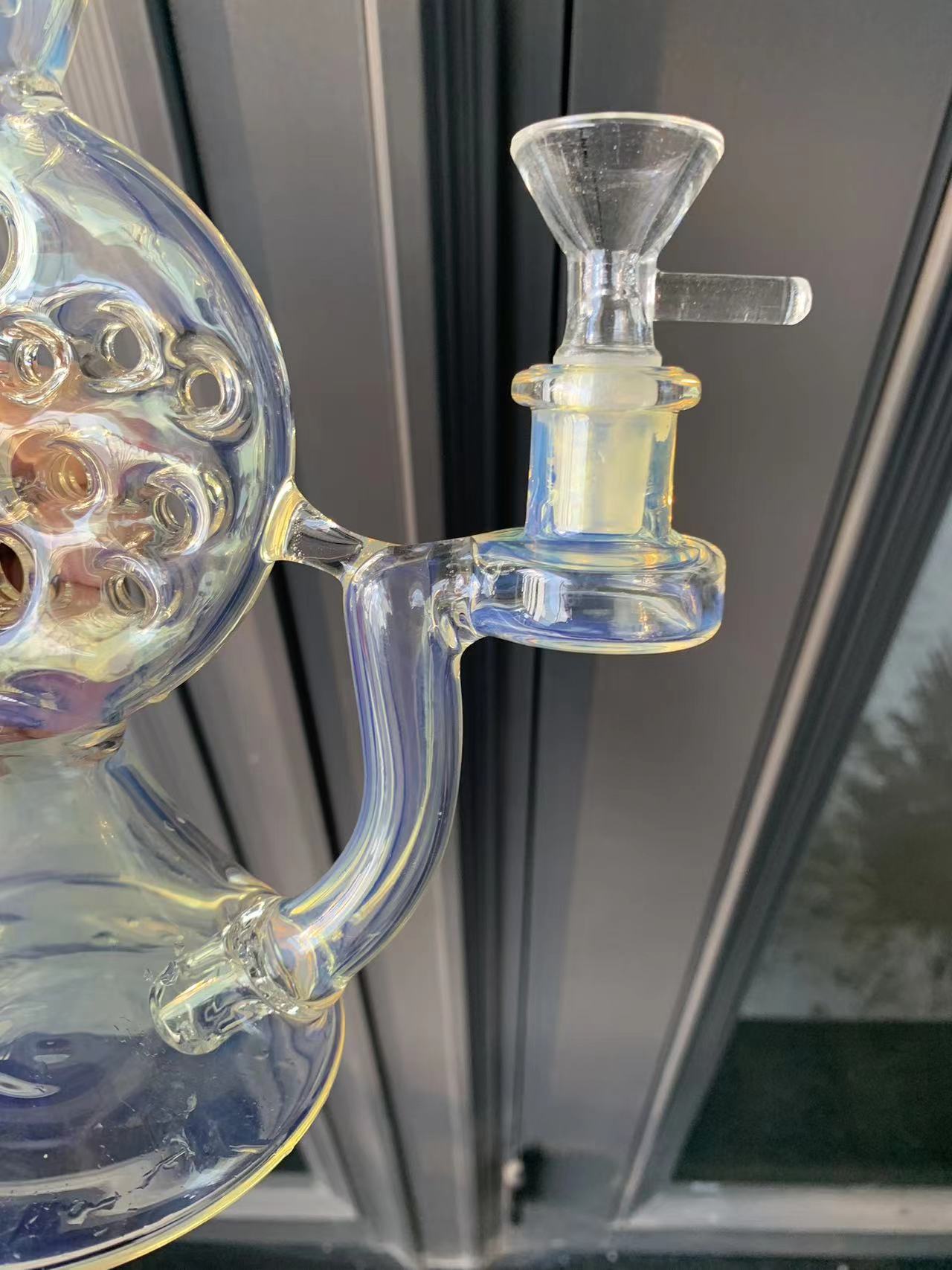 Rainbow Color Anpassning honungskaka Bong Hosahs Bongs för rökning Borosilikatoljebrännare ong Gravity Hookah Elf Bardab Rig Ash Catcher Bongs Silikon Lokal