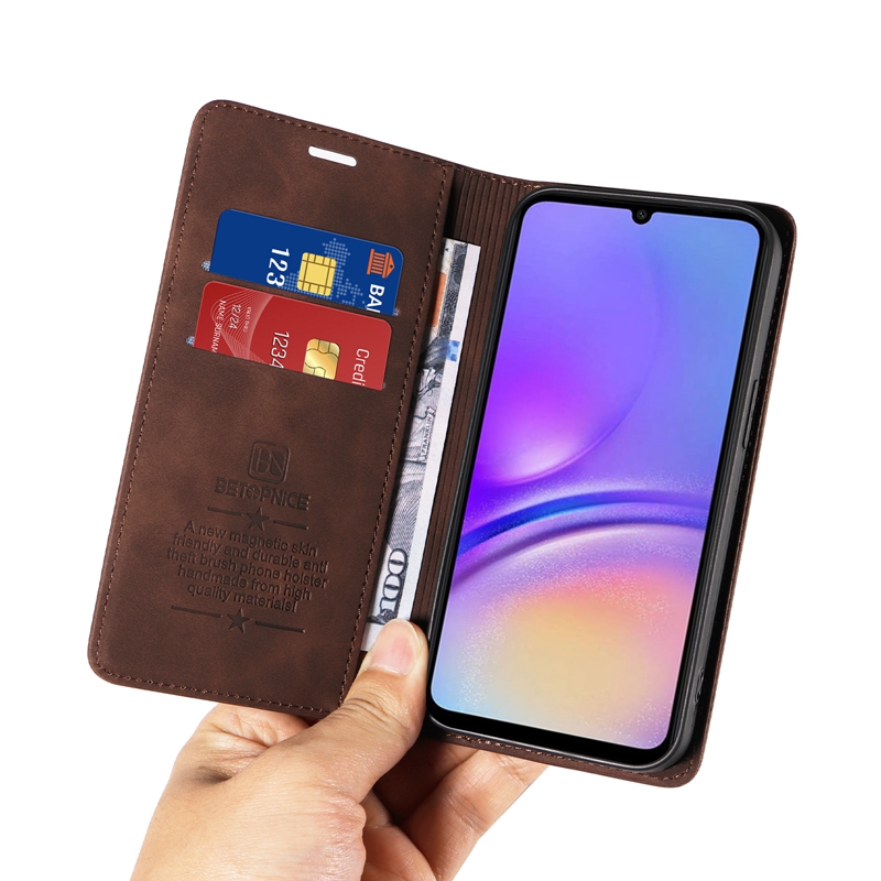 Anti-theft Brush PU Leather Wallet Cases For Iphone 15 Plus 14 Pro Max 13 12 11 XR XS 8 7 6 6S Fashion Suck Magnetic Closure Credit ID Card Slot Holder Flip Cover Pouch