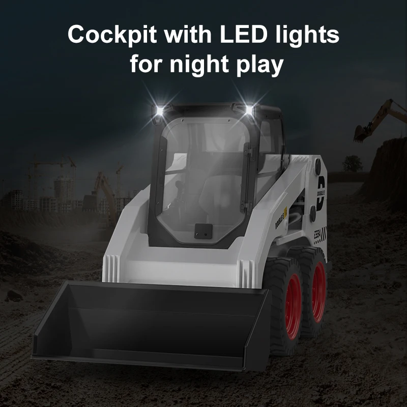 Double E E594 1:14 Remote Control Slip Loader Toy Car RC Truck Engineering Vehicle Skid Steer Cockpit Excavators Toys for Boys