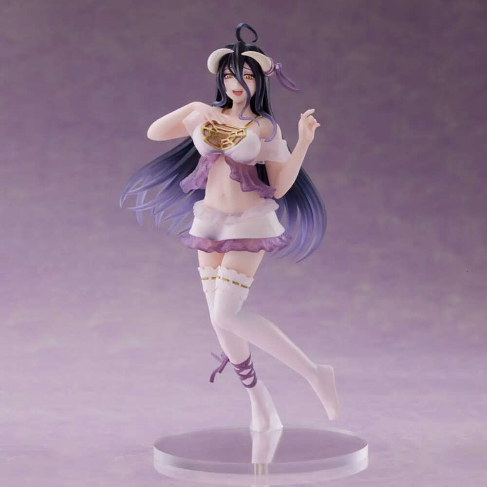 Mascot kostymer 19cm överordnad anime figur sexig pyjamas albedo action figur ainz ooal figurrum rum ornament pvc vuxen samlingsmodell leksaker