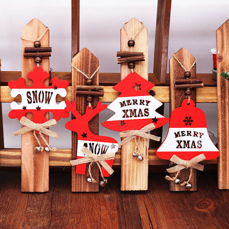 Заводская розетка, креативное украшение, 16 см, красный рождественский елочный колокольчик, снежинка, олень, деревянная подвесная дверь, подвесное окно, подвесные украшения