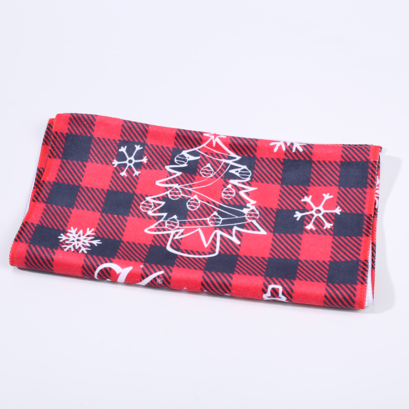 Serviette de noël à carreaux imprimé cerf, 2 piècesserviette de cuisine à séchage rapide, chiffon de lavage en microfibre, cadeau de noël, fournitures de salle de bain