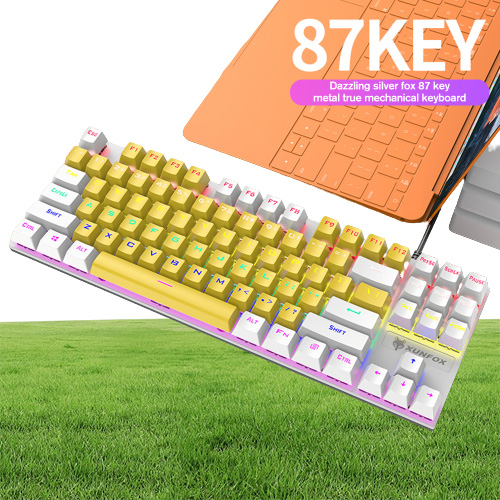 Epacket K80 Mechanical Keyboard Wired Green Axis Metal Panel Luminous Desktop Computer Notebook Gaming Game Bluetooth Wireless Key7658920