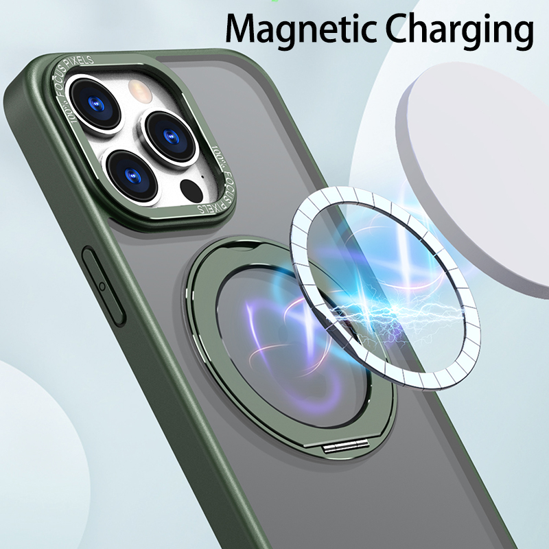 Магнитные чехлы для телефонов с беспроводной зарядкой для Iphone 15 14 13 12 11 Pro Max XsMax Xr Xs X матовый гибридный ПК ТПУ противоударный дизайнерский чехол для телефона с подставкой