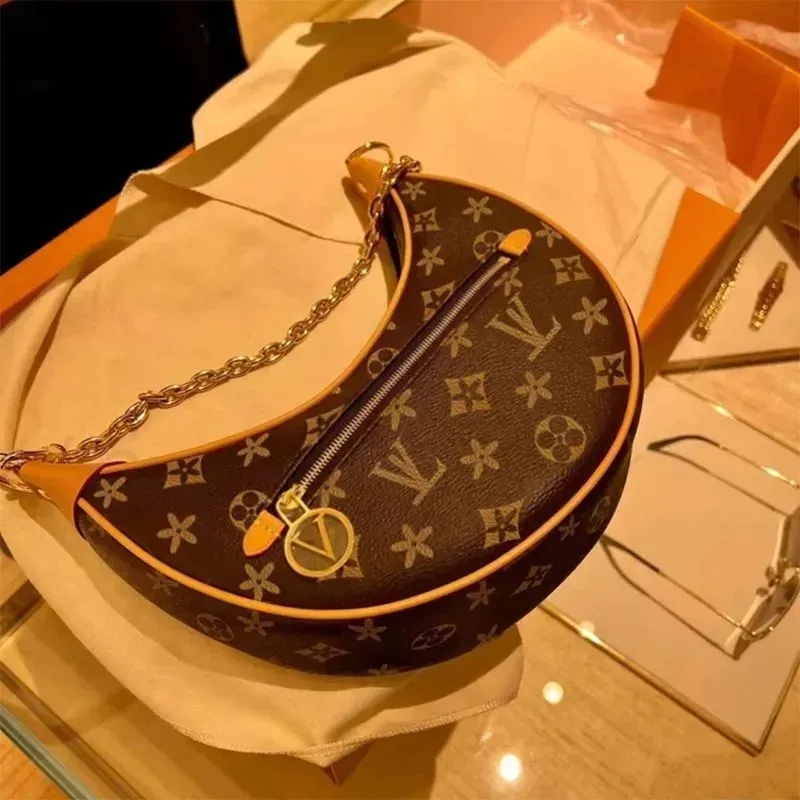 Designer Bag Loop Croissant Hobo Chain Crossbody Luxury Shoulder Bags Cosmetic Half-moon Underarm Purses Brown Handbags m81166 dicky0750 PRPU 46311 sling bag marel
