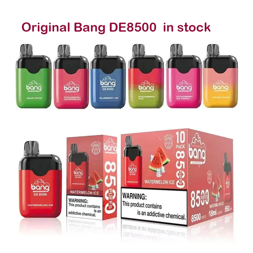 Orijinal Elektronik Sigara Bang Mini 8500 Puflar Tek Kullanımlık Vapes Kalem 18ml ile 550mAh şarj edilebilir Bang De 8500 Clear Vape Büyük Puflar Mesh Bobin