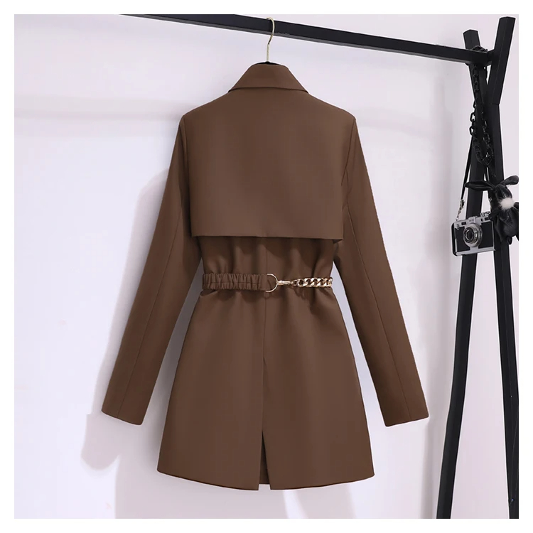 Women Outerwear Jackets Women Clothing Autumn Winter Office Ladies Elegant Solid Jacket Coat Women Long Sleeve High Waist Metal Belt Blazer Outerwear 2024