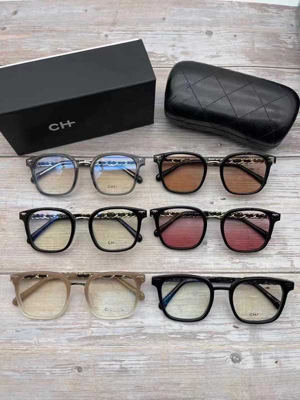 Gafas de sol de moda Marcos Diseñador Nuevo Mismo CH0769 Cadena Caja grande Negro Llanura Placa de anteojos Prevención de miopía Luz azul Pareja IOCT