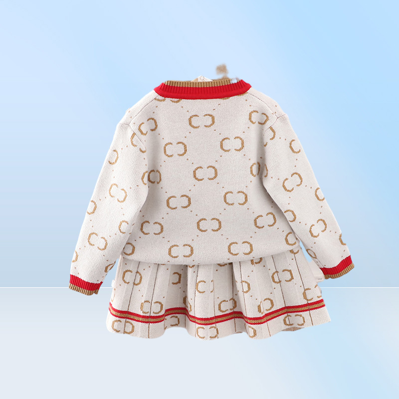 Juntos de ropa para niños Baby Girl Baby Dress Dises diseñadores Sweaters de suéter de punto de punto y falda vestidos de princesa