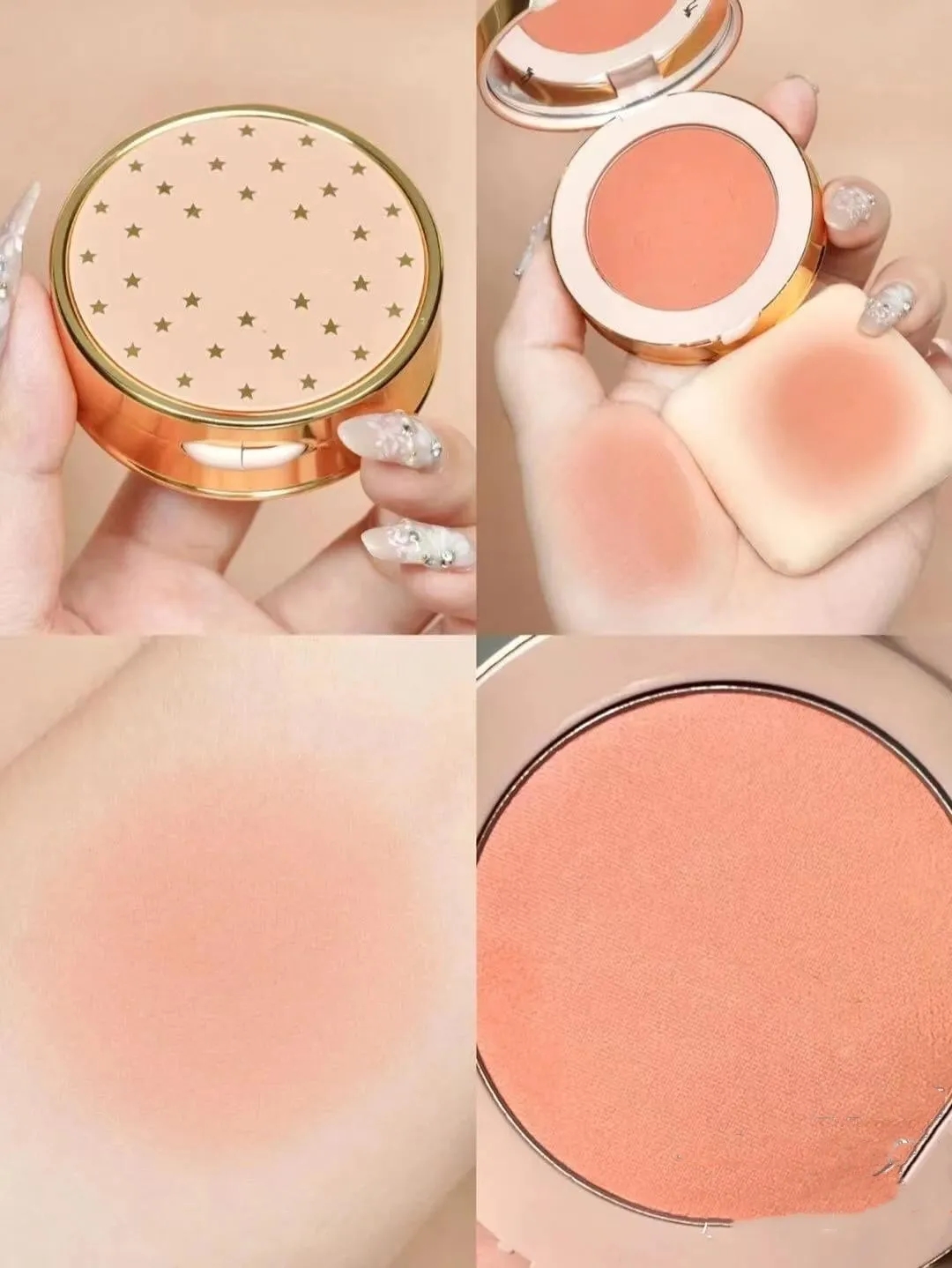 Merk Silky Blush Powder 4 kleuren zijdeachtige roos zacht abrikoos stralend roze helder koraal make-uppalet 5,5 g FARD A JOUES POUDRE SOYEUSE