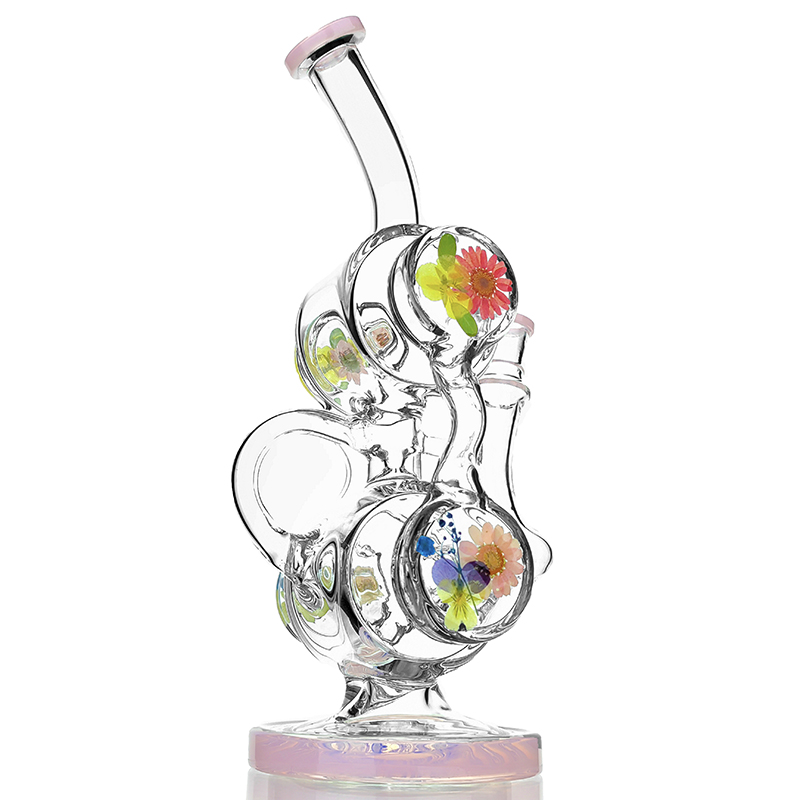 recycler thick Glass Water Bongs Smoking pipe Heady Dab Bong Water Pipes Colored Perc 14mm joint Girl Glass Water Smoking Girly Bongs