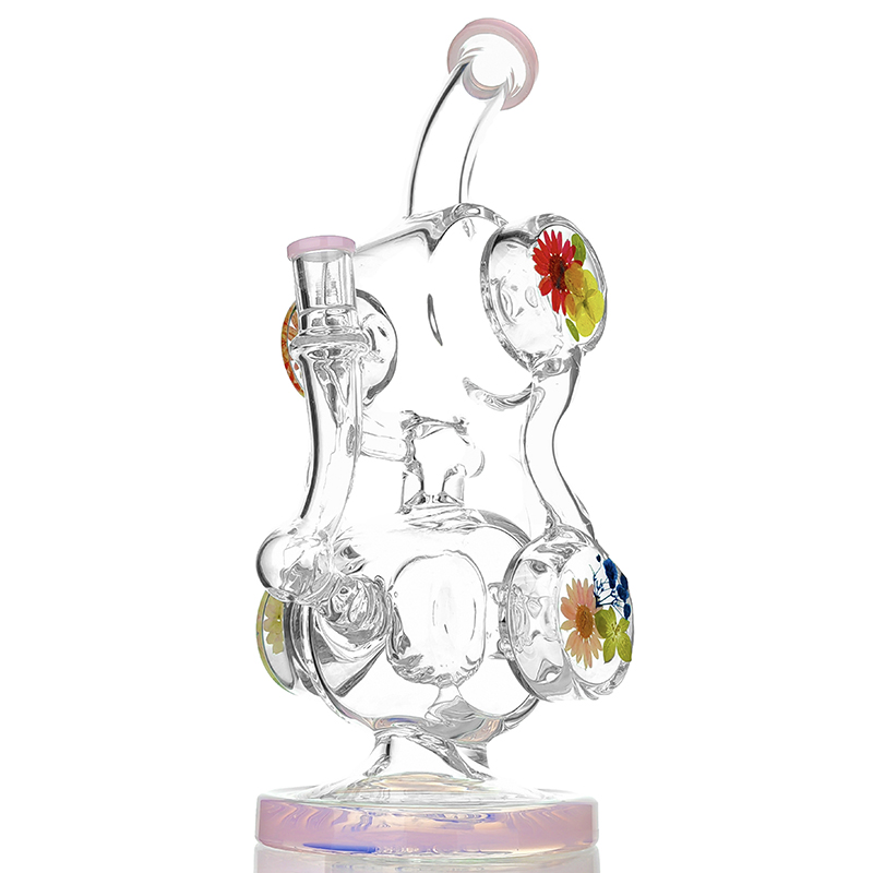 recycleur épais verre eau Bongs pipe Heady Dab Bong conduites d'eau coloré Perc 14mm joint fille verre eau fumer Girly Bongs