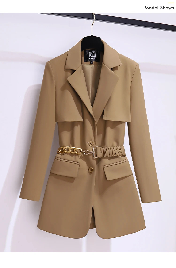 Women's Outerwear Fashion Trench Coat Women Spring Autumn Windbreaker Jacket Coat Female Black Khaki Belt Vintage Feminino Party Blazer Outerwear 2024