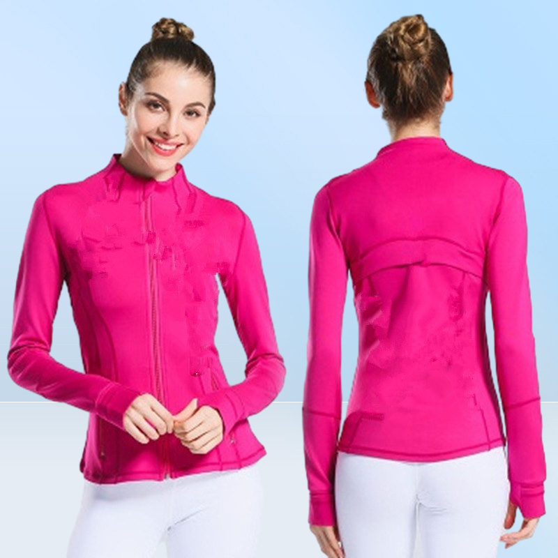 Women039s jaqueta de yoga moda primavera e outono apertado fino treinamento esportivo correndo ginásio yoga cardigan cor sólida ja3610195