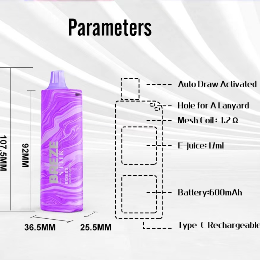 Elektronikcigaretter BS8500 attraktiv design gummierad faux harts yttre typ-C upp till 8500 600 mAh 17 ml 16 färg