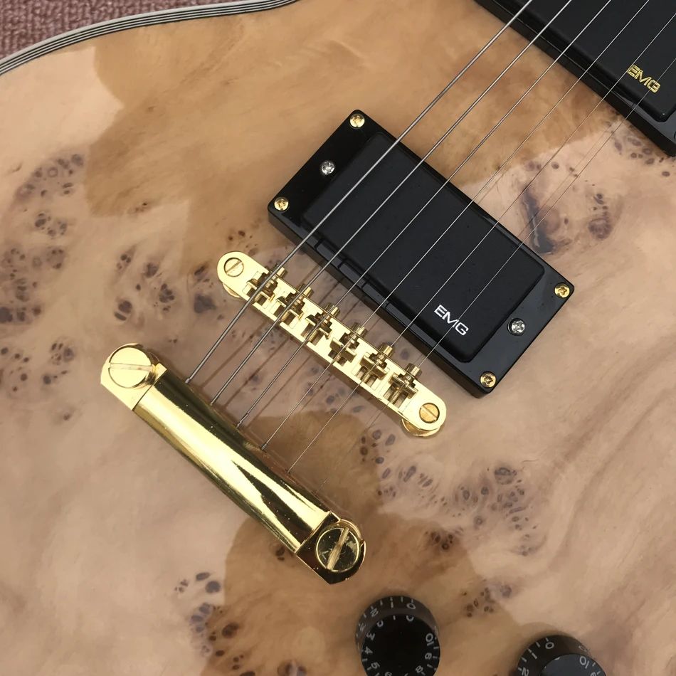 Guitare électrique personnalisée avec dessus en érable doré, touche en palissandre, guitare de haute qualité, livraison gratuite