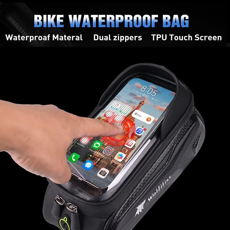 2L großes Fassungsvermögen, regendicht, wasserdicht, Fahrradtasche, Handyhalter mit Sonnenblende, Regenschutz, TPU, empfindlicher Touchscreen, geeignet für Handys unter 7 Zoll