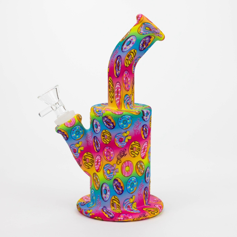 Graphiques colorés Silicone Bong Pipes Kit Pipe à eau Filtre en verre Poignée Entonnoir Bol Herbe Tabac Porte-cigarette Portable Fumer Bubbler Handpipes DHL