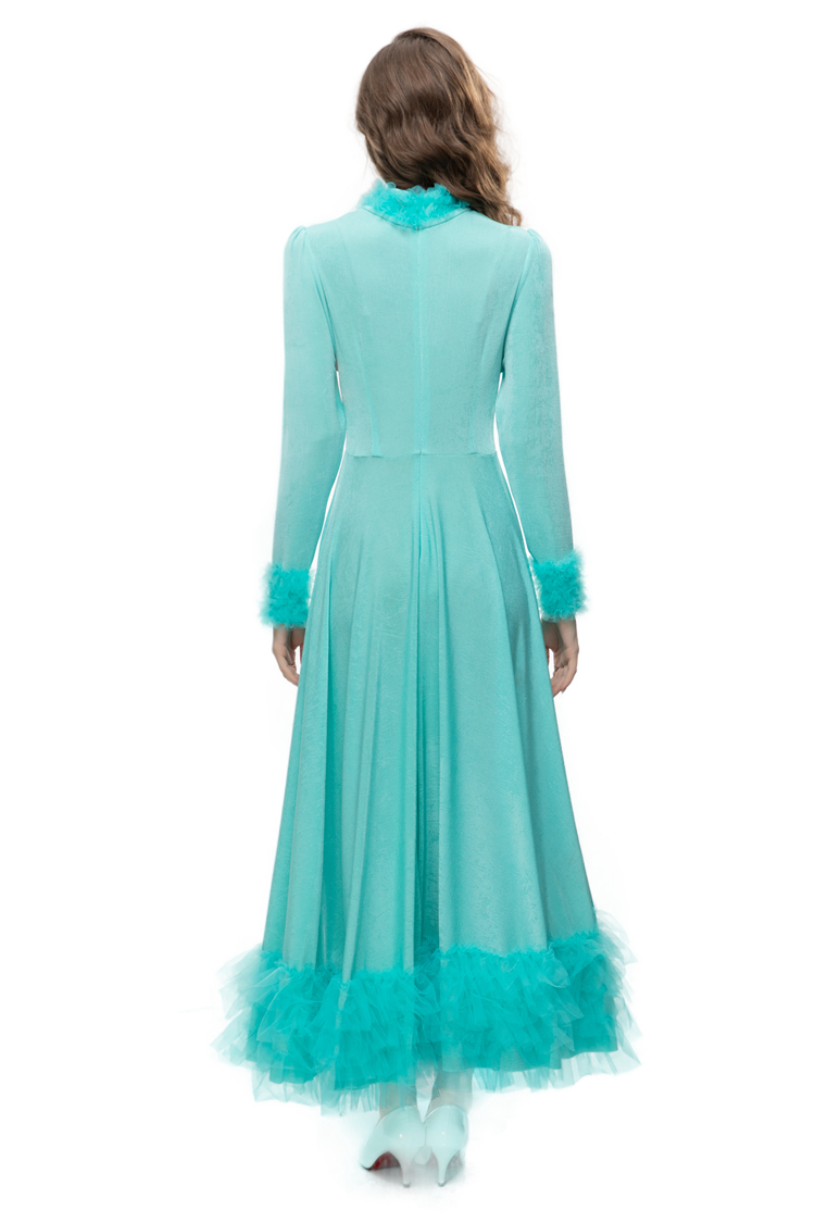 Women's Runway Dresses O Neck Long Sleeves Ruffles Binding Elegant Fashion Designer Party Prom Gown Vestidos