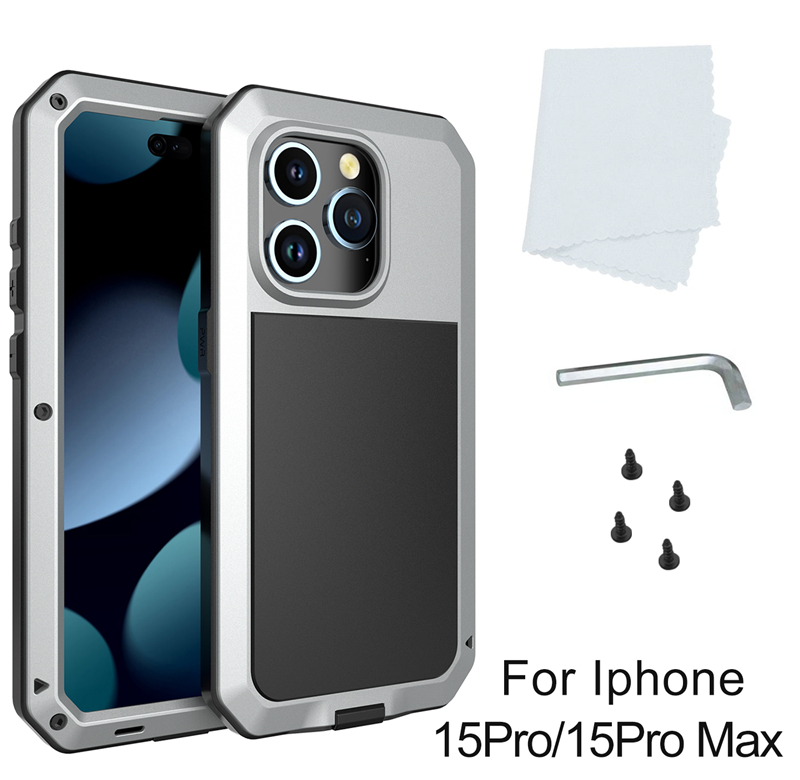 iPhone 15の防水金属電話ケース14 13 12 11 Pro Max XR XS Samsung Galaxy S22 S23 Sports Full Protective Aluminum Alloy Shell