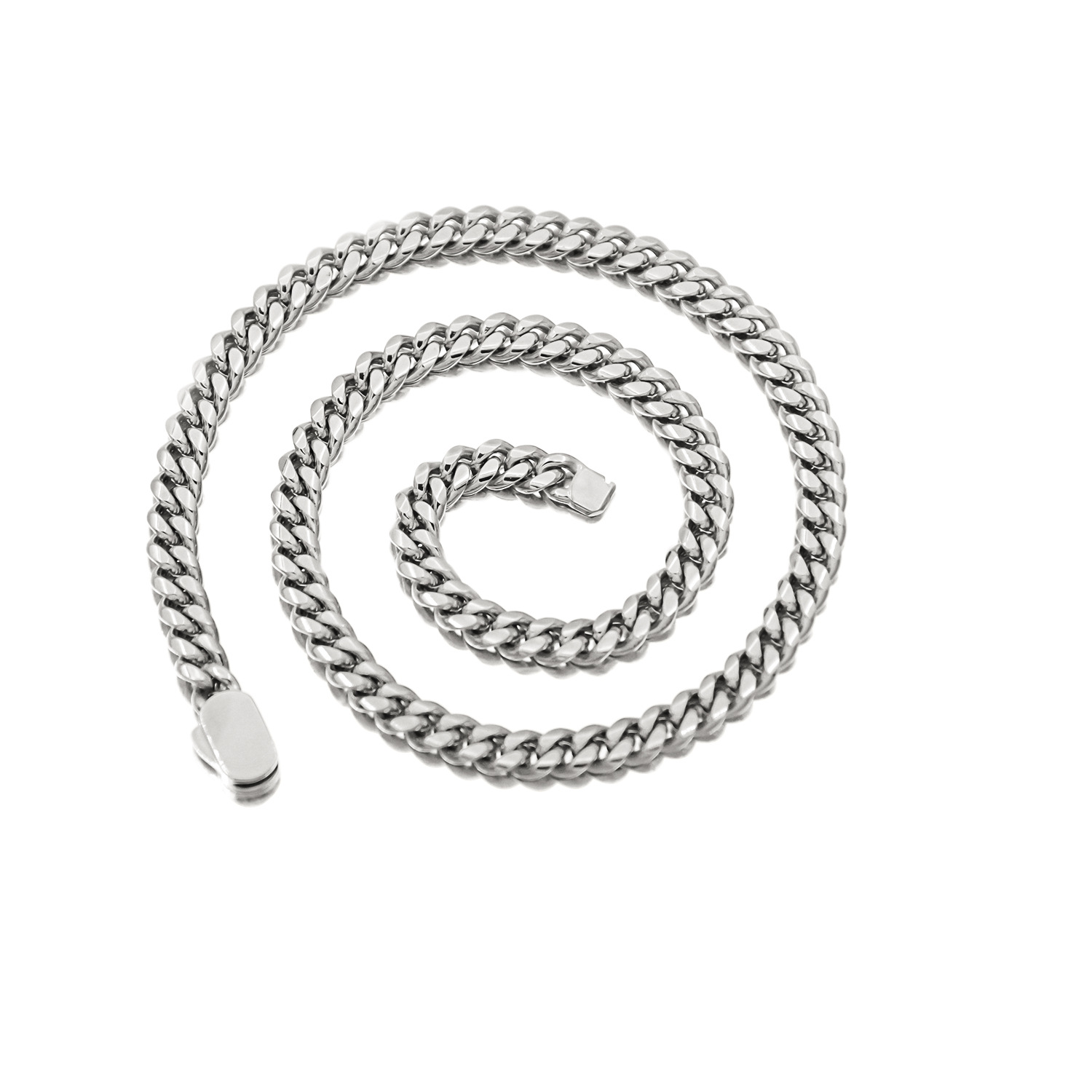 Collana a catena a maglia cubana Miami Hip Hop in acciaio al titanio da 6mm-14mm Accessori gioielli da uomo in zircone pieno placcato oro reale 18 carati