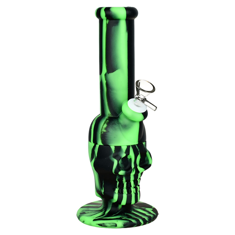 Bunte Rauchen Silikon Shisha Bong Rohre Kit Desktop Schädel Stil Bubbler Kräuter Tabak Glas Griff Trichter Filter Schüssel Bohrinseln Wasserpfeife Zigarettenspitze DHL