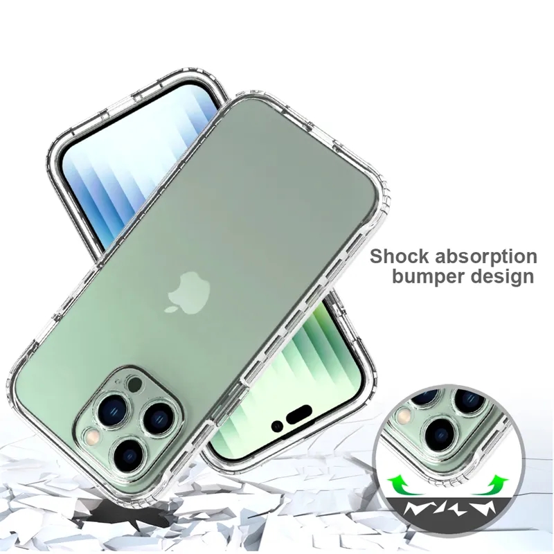 Transparent 360 Fullkroppstelefonfodral för iPhone 15 14 13 12 11 Pro Max Plus Gradient Color Hard PC Bumper Soft TPU Back Clear Cellphone Fall