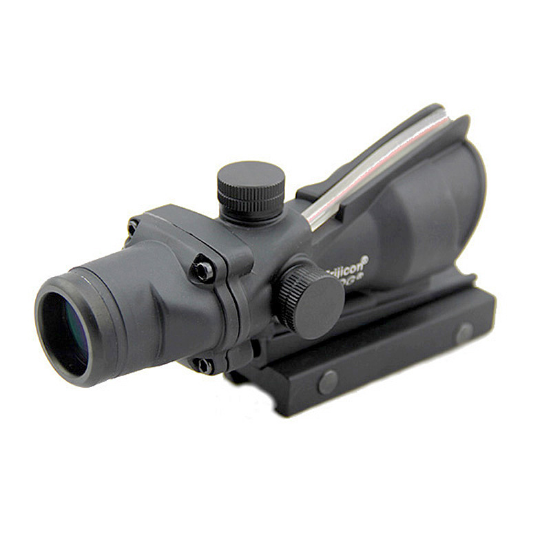 Tactical ACOG Fiber Scope Red Illuminated Crosshair Reticle 4x32 Real Fiber Sight Hunting Riflescope 4x Magnifier Optical Sight