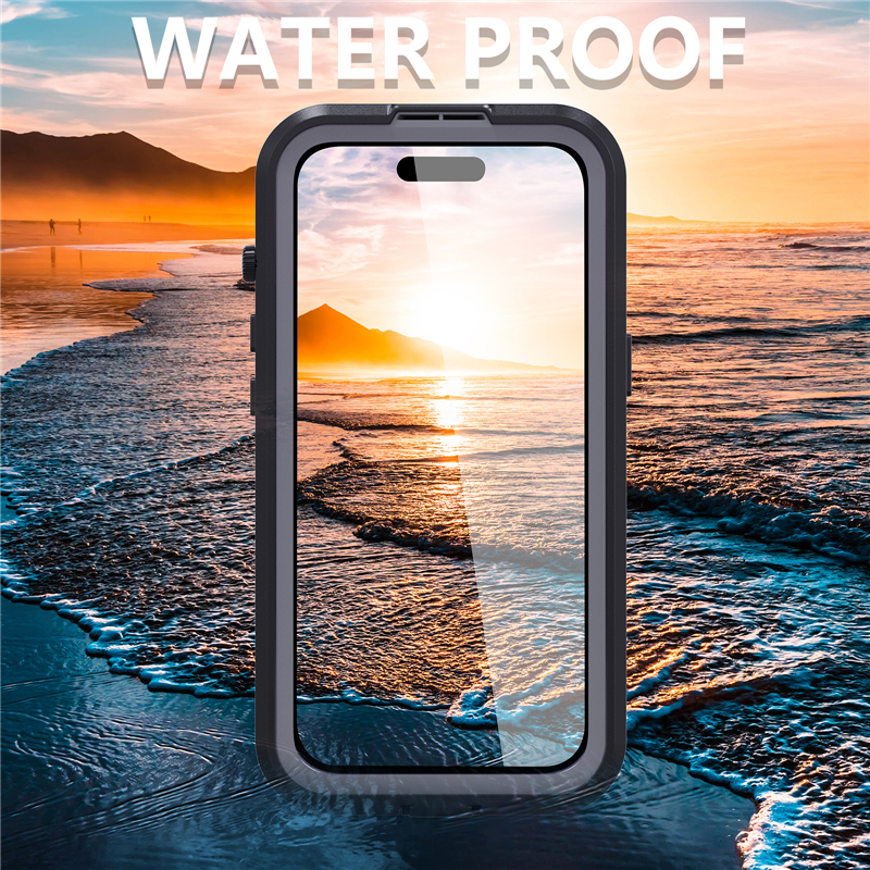 3-in-1 IP68 magnetische, wasserdichte, klare Handyhülle für iPhone 14 Pro Max, Outdoor-Sport, Seil, vollständig schützende, transparente Panzerschale, unterstützt kabelloses Laden