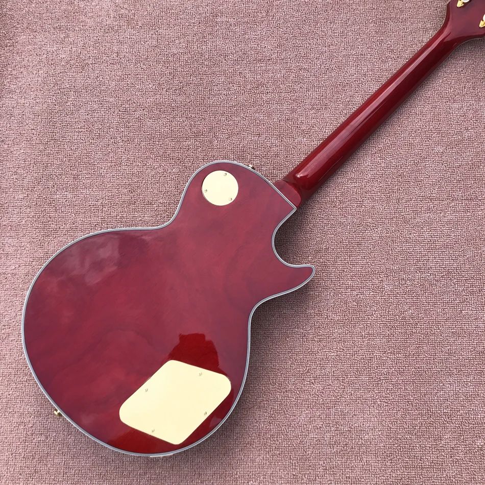 Guitare électrique personnalisée main gauche, 2 micros P90, dessus en érable flammé, couleur rouge Transparent, touche en palissandre, livraison gratuite