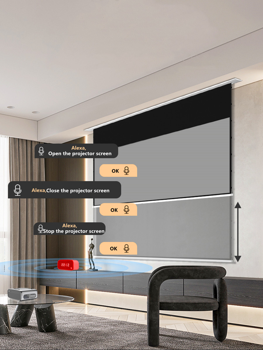 120 Inch 16:9 8K 4K Ambient Light Rejecting ALR Electric Ceiling Recessed Projection Screen For Standard Long Throw Projector Home Cinema